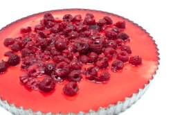 Fresh cheesecake with raspberries