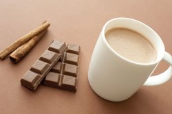 Delicious mug of hot cinnamon chocolate