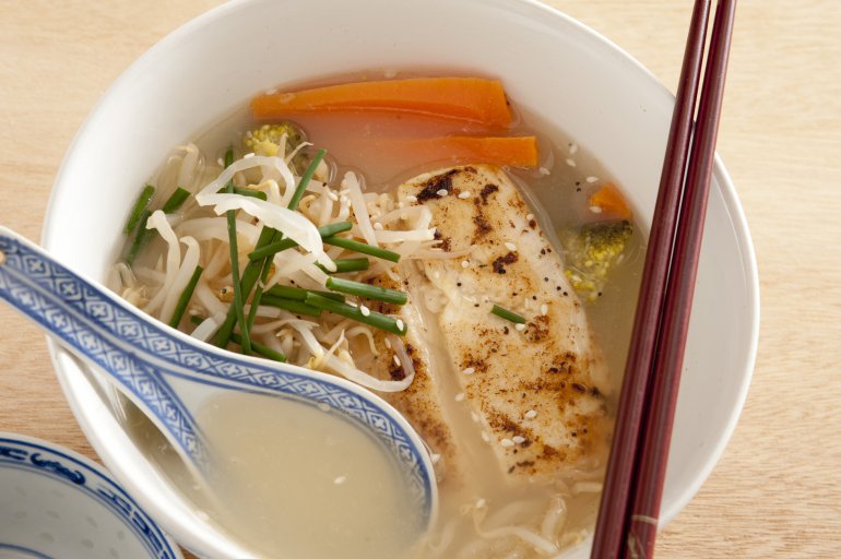 asian style thai fish noodle soup