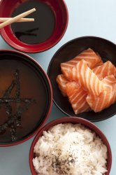 Bowls of japanese food