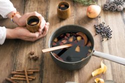 Delicious spicy hot mulled wine as a winter warmer