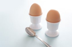 Two fresh boiled eggs
