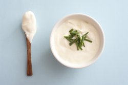 Bowl of sour cream and chives