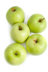 Five crisp healthy green apples