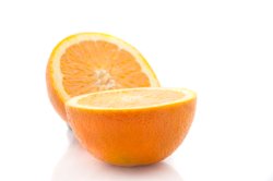 Halved fresh orange