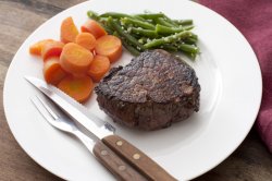 Eye of steak fillet with steamed veggies
