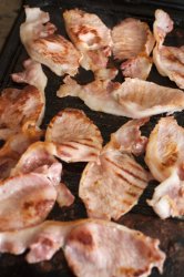 Overhead view of crispy grilled bacon