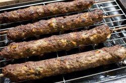 Kofta kebabs on the grill