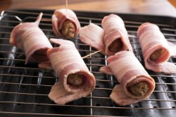Uncooked bacon rolls or pigs in blankets